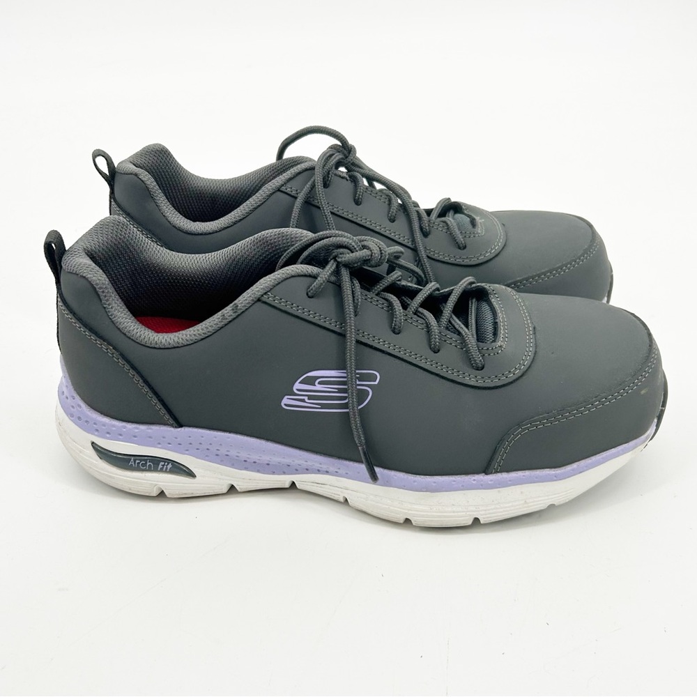 Skechers Shoes Womens Size 10 Alloy Toe Arch Fit Reagan Work Gray Slip Resistant